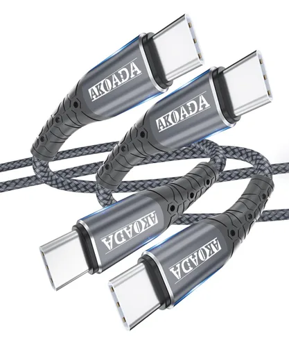 Vista 10 de AkoaDa Cable USB C a USB C de 100 W de 10 pies, 2 unidades, cable de carga rápida USBC de 5A para iPhone 17, 16, 15 Pro Max, Galaxy S25 FE S25 Ultra