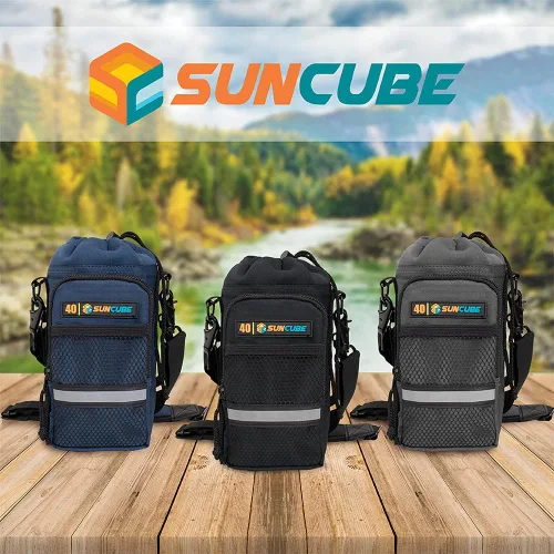 Vista 7 de SUN CUBE Portabidón de agua con correa, bolsa aislada para botella de agua con bolsillo para teléfono, soporte cruzado para botella para caminar