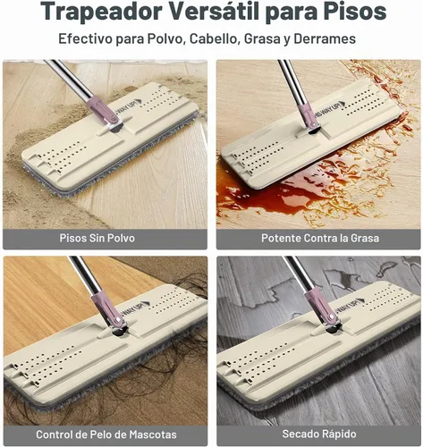 Vista 4 de JOYMOOP Trapeador plano, trapeadores de microfibra para limpieza de pisos y limpiador de paredes, trapeadores de 50 pulgadas con cabeza plana de 13