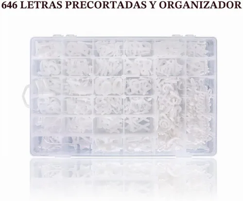 Vista 3 de Solo letras de tablero de cartas, 646 caracteres precortados con bandeja de clasificación, letras de tablero de fieltro (blanco, 1 y 3/4 pulgadas)