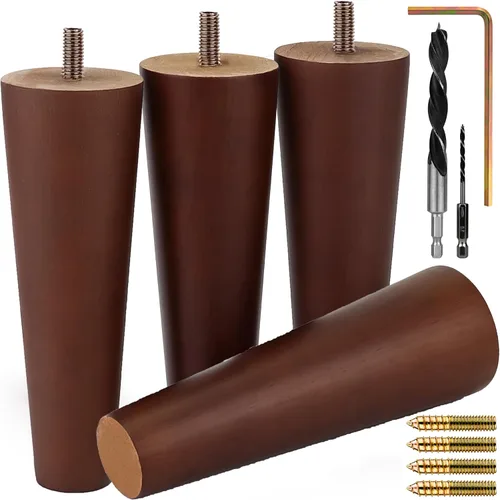 Vista 12 de Airy Abode Patas de madera de fresno prémium para muebles (kit de instalación completa): elige tu tamaño y color Ceniza