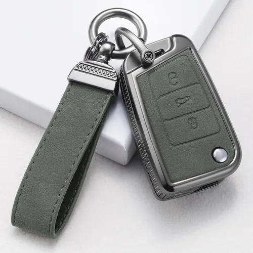 Vista 6 de YO&YOYE Compatible con funda para llavero Volkswagen con llavero
