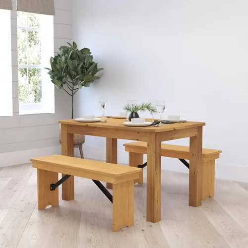 Vista 10 de Merrick Lane Jessamine - Mesa de comedor rectangular de 46 x 30 pulgadas de pino macizo