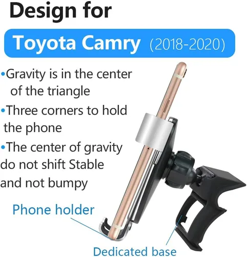 Vista 6 de Soporte de teléfono de coche para Toyota Camry 2018 2019 2020 L LE SE XSE XLE TRD y Camry Hybrid 18-20 Accesorios interiores de automóviles Mejor