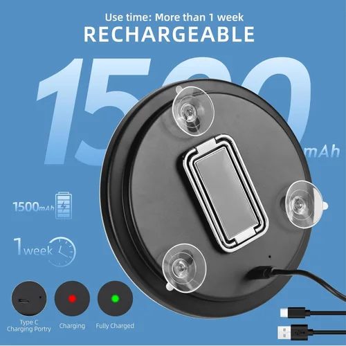 Vista 3 de Espejo de aumento recargable de 6 pulgadas iluminado 10x con ventosas y soporte de mesa 10x - negro