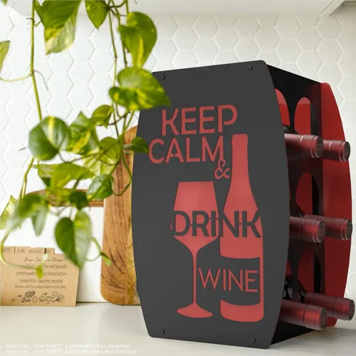 Vista 3 de Mango Steam Estante para vinos Keep Calm de dos tonos, negro y rojo