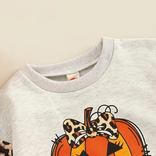 Vista 3 de Conjunto de Halloween para bebé y niña, sudadera de manga larga con estampado de letras, ropa de otoño