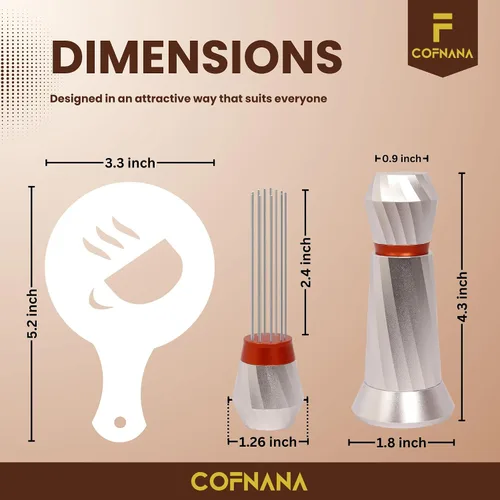 Vista 3 de WDT Tool Espresso - Herramienta agitadora profesional de espresso - Distribuidor de espresso de aluminio premium - Herramienta de distribución