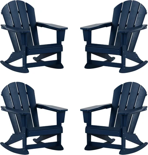 Vista 174 de WestinTrends Silla mecedora Malibu de poliéster para exterior/patio Adirondack, Negra