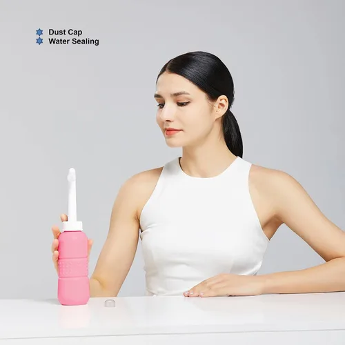 Vista 2 de Bidé portátil para inodoro de 15.2 fl oz para cuidado posparto, botella perineal El bidé de viaje original con tapa de sellado de agua, bolsa