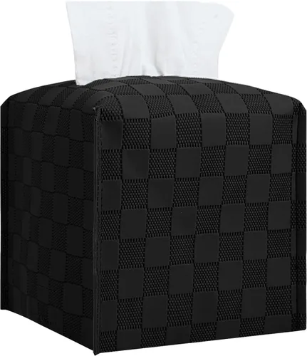 Vista 9 de Cubierta de caja de pañuelos, Soporte de caja de pañuelos cuadrado, Organizador decorativo de pañuelos de cuero para baño, mesa y coche, 12.7 cm x