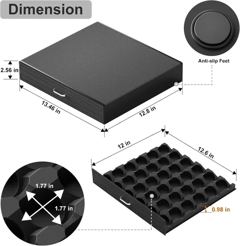 Vista 3 de SZQINJI - Cajon Organizador para Tazas K con Capacidad para 30 Cápsulas, Organizador de Tazas de Café Compatible con Cápsulas Keurig K