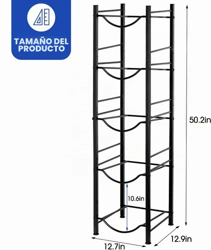 Vista 3 de Klvied - Organizador resistente de jarra de agua de 5 niveles, estante resistente para garrafón de agua de 5 galones para cocina, oficina, sala