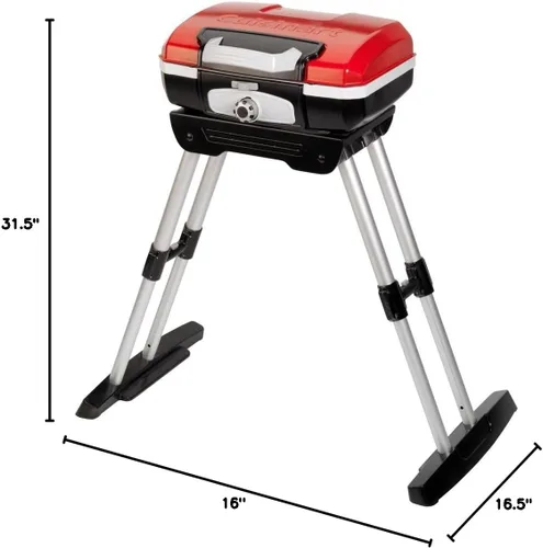 Vista 7 de Cuisinart CGG180 CGG-180 Petit Gourmet - Parrilla de gas con VersaStand, Rojo, 31.5 pulgadas de alto x 16.5 pulgadas de ancho x 16 pulgadas de largo