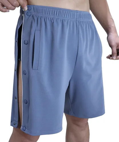 Vista 2 de Pantalones cortos para hombre, pantalones cortos para poscirugía, a presión, a presión, rodilla, cadera, recuperación quirúrgica, pantalones cortos