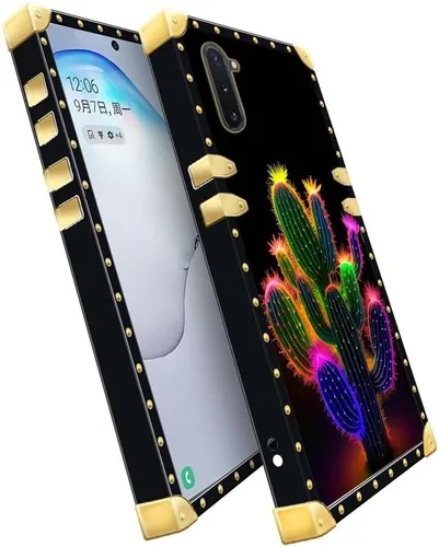 Vista 5 de DAIZAG Funda compatible con Samsung Galaxy Note 10, diseño colorido de cactus dorado, funda protectora de TPU suave antiarañazos