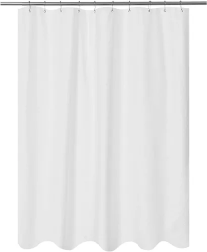 Vista 15 de Forro de cortina de ducha en relieve de microfibra para cabina de 48 x 72 pulgadas, cortina de baño de tela suave lavable y repelente al agua, Blanco