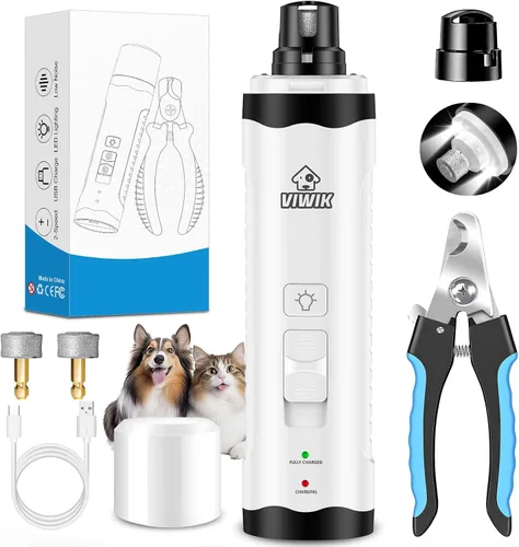 Vista 9 de VIWIK Molinillo de uñas para perros, cortaúñas para perros con luces LED, kit de cortaúñas para mascotas para perros grandes, medianos y pequeños