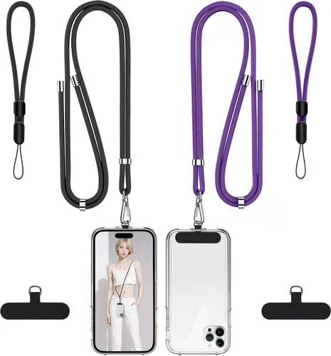 Vista 21 de Cordon para teléfono celular, cordon cruzado para teléfono con correa de cuello ajustable y paquete de 2 correas de muñeca para teléfono con parches