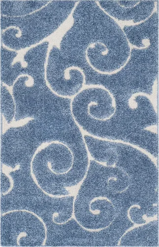 Vista 10 de SAFAVIEH Florida Shag Collection - Alfombra decorativa, 2 x 3 pies, color crema y beige, diseño de volutas, no desprende pelusa y fácil de limpiar