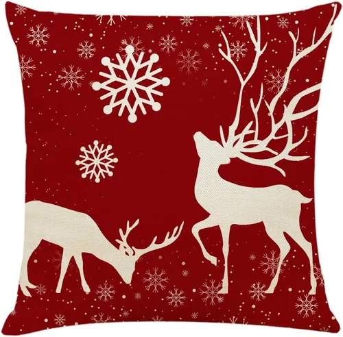Vista 2 de Ogrmar 4 fundas de almohada de 18 x 18 pulgadas, fundas de almohada decorativas de Navidad, fundas de almohada de lino y algodón para sofá, cama