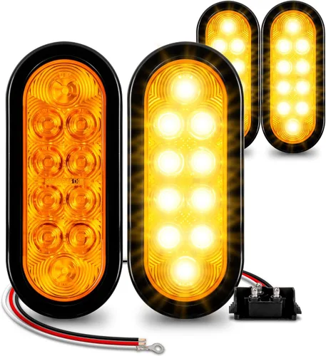Vista 15 de Juego de luces traseras LED ovaladas para remolque de 6.0 in, 2 color ámbar y 2 color rojo 4 Rojo + 2 Blanco