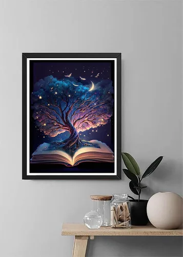 Vista 4 de Diymood Kits de pintura de diamantes 5D para adultos, kit de arte de diamantes para árbol de adultos, redondo de taladro completo, imagen de mosaico