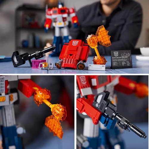 Vista 4 de LEGO Icons Optimus Prime 10302 - Conjunto de figuras de Transformers, coleccionable transformable 2 en 1, kit de construcción de modelo de robot