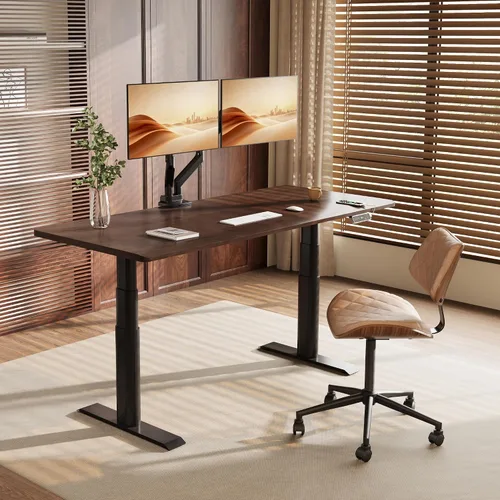 Vista 2 de FLEXISPOT E8 Premium North American - Escritorio de pie de nogal negro