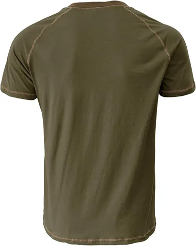 Vista 4 de Camisa casual de algodón con botones y manga corta Henley para hombre