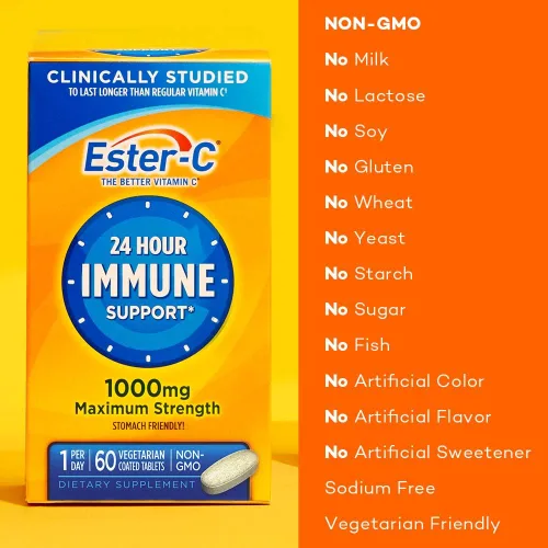 Vista 3 de Ester-C Vitamina C, 1.000 mg, 60 tabletas recubiertas (El empaque puede variar)
