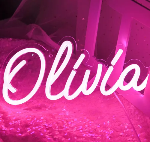 Vista 16 de Letrero de neón con el nombre Brianna para decoración de pared, luz de neón LED con el nombre Brianna para dormitorio de niños, decoración de fiesta