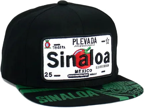 Vista 3 de Gorra de béisbol de algodón con diseño de placa de automóvil de los Estados de México