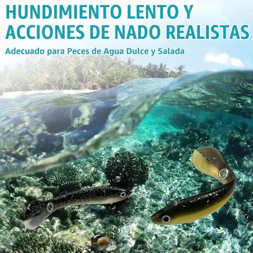 Vista 5 de Soft Bionic - Señuelo de pesca – 10 cebo de natación de plástico suave para lubina, agua dulce y agua salada