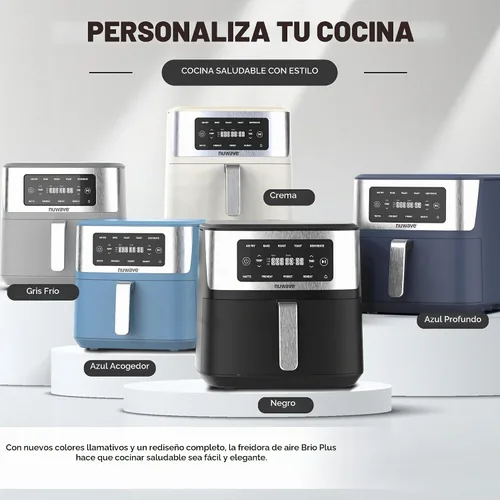 Vista 8 de Nuwave Brio Plus - Freidora de aire 6 en 1, gran capacidad de 7 cuartos de galón, control preciso de temperatura de 50 °F a 400 °F, antiadherente