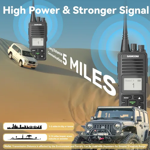 Vista 2 de SAMCOM Radios bidireccionales con micrófono de mano con altavoz, radio de 2 vías resistente de largo alcance, batería de 3000 mAh, micrófono