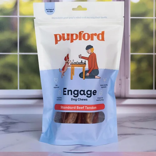 Vista 8 de Pupford Masticables de tendón de carne estándar para perros y cachorros, masticables totalmente naturales con glucosamina para la salud