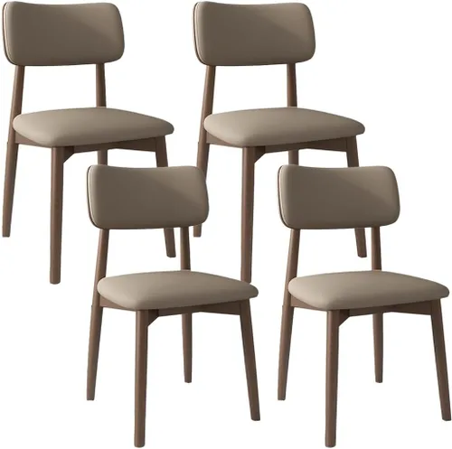 Vista 29 de YVYKFZD Solid Wood Dining Chairs, Kitchen Chairs Set with Curved Backrest, Leather Upholstered Dining Room Chair, Armless Living Room Chair, for