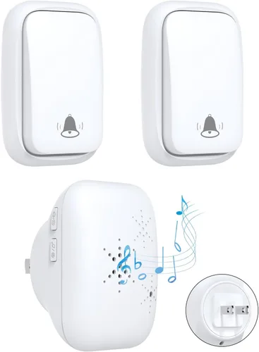 Vista 10 de Timbre inalámbrico autoalimentado con enchufe de EE. UU., sin batería, distancia de 38 canciones, timbre de puerta para exteriores, impermeable