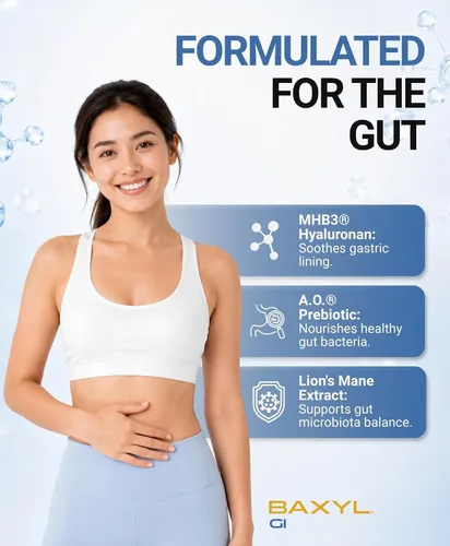 Vista 8 de BAXYL GI Liquid, 6 onzas líquidas, suplemento de digestión patentado con hialuronano MHB3, Amaferm y extracto de melena de león para ERGE, SII