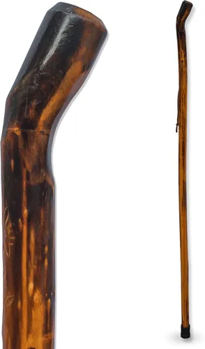 Vista 6 de RMS Bastón de Madera Natural para Caminar - Bastón de Madera para Senderismo y Bastón de Trekking con Correa de Cuero para la Muñeca