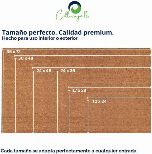 Vista 3 de Calloway Mills 153551224 Felpudo de fibra de coco natural con respaldo de vinilo, 12" x 24