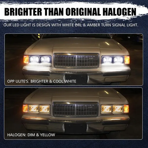 Vista 3 de OPP ULITE Faros delanteros LED 4x6 con luz blanca DRL ámbar señal de giro Halo, haz de sello H4651 H4656 H6545 H4668, paquete de 4 piezas (1730S-4)