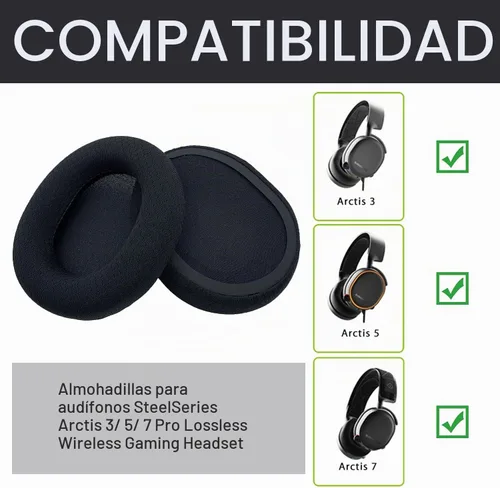 Vista 2 de Almohadillas para SteelSeries Arctis 7 5 3 almohadillas de repuesto con cuero proteico y espuma viscoelástica para auriculares SteelSeries Arctis 7