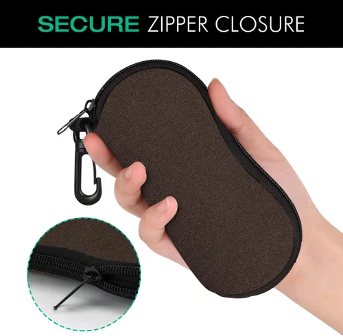 Vista 217 de MoKo - Estuche suave, ultra ligero, de neopreno, para lentes de sol, con cremallera y clip para cinturón