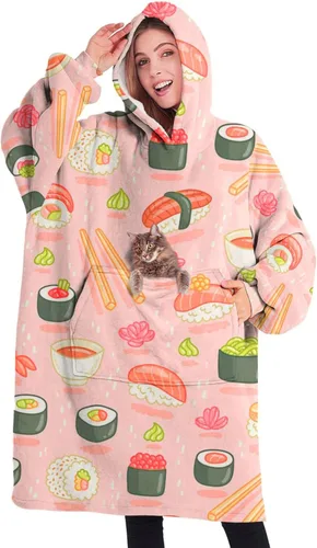 Vista 16 de Wearable Oversized Blanket,Sherpa Blanket Hoodie with Super Pockets,Super Warm Fuzzy Pullover for Women & Men