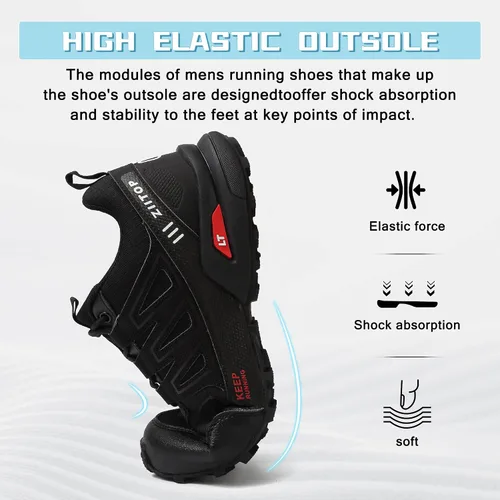 Vista 7 de Zapatos de senderismo para hombre, zapatos para caminar al aire libre, transpirables, antideslizantes, para hombres, todo terreno, tenis