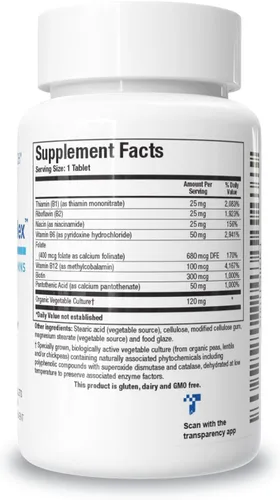 Vista 2 de BIOTICS Research Bio B Complex Complejo B de alta potencia con folato y vitaminas B2, B6 y B12 para la producción de energía. Apoya la función