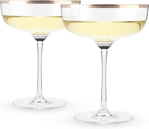 Vista 10 de Twine Copas de cóctel de cristal con borde de cobre, perfectas para Martini, champán, cosmopolitan, Manhattan, accesorios de bar en casa, 10 onzas