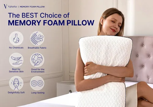 Vista 7 de Vaverto Almohadas de espuma viscoelástica - Almohada refrescante firme